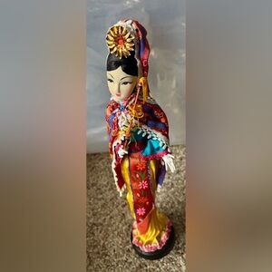 Colorful Traditional Asian Doll with Embroidered Dress